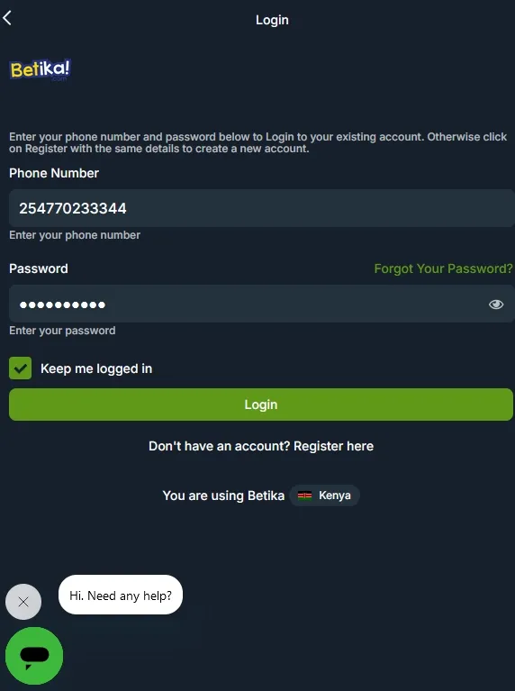 betika aviator login